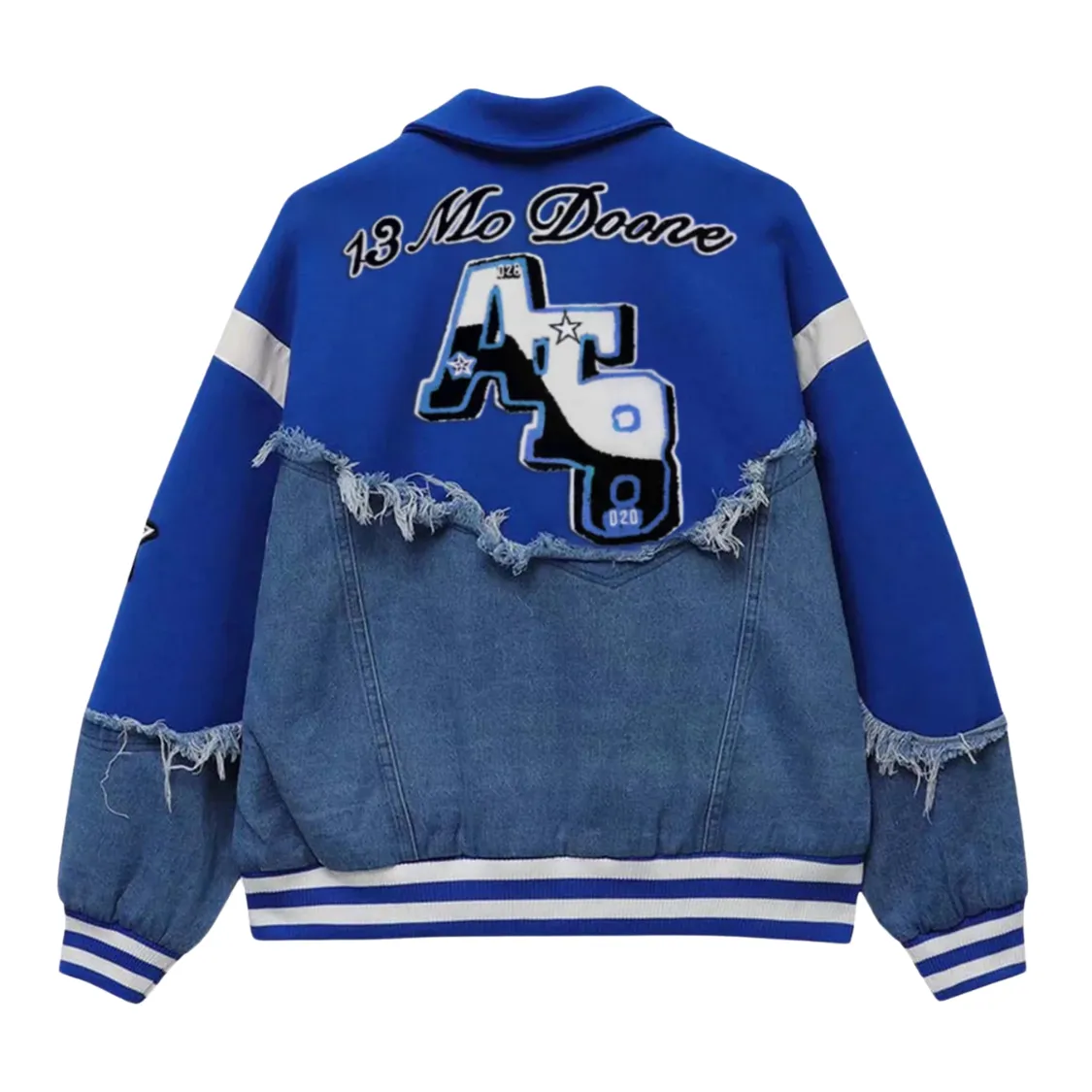 jean , veste en jean de luxe à patchwork lourd, veste en jean de baseball pour hommes